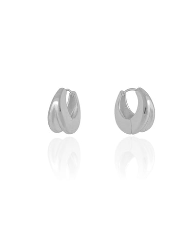 Brinco Argola Abaulada Detalhe 1.6 cm Ródio Branco