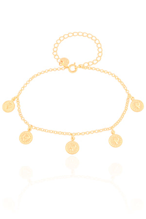 Pulseira Elos Medalhas Lira Banhado a Ouro 18K