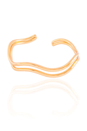 Bracelete Duplo Ondas Banhado a Ouro 18K