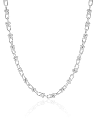 Choker Elos em U 5 mm Ródio Branco - 30 cm