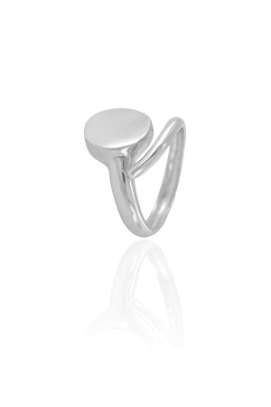 Anel Ajustável Redondo Liso Tamanho G Ródio Branco