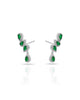 Ear Cuff Esmeralda Cravejado Cristal com Gota Pendente