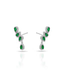 Ear Cuff Esmeralda Cravejado Cristal com Gota Pendente