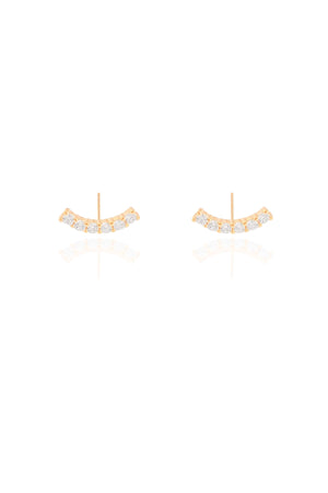 Ear Cuff Cravejado Cristal 1.3 cm Banhado a Ouro 18K