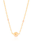 Gargantilha Elos Bola Lisa 12 mm Banhado a Ouro 18K - 45 cm