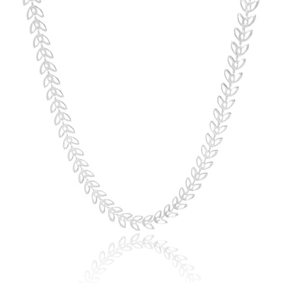 Choker Folhas Vazadas Ródio Branco - 33 cm