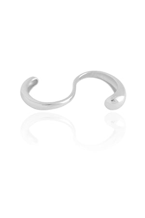 Anel Ajustável Dois Dedos Liso Tamanho Único Ródio Branco