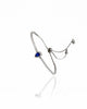 Pulseira Tennis Riviera Cristal Ajustável com Pingente Gota Azul Safira Cravejada Cristal