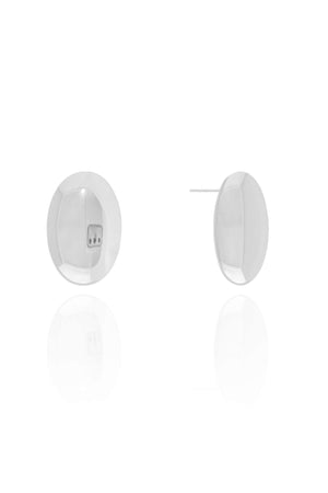 Brinco Oval Liso 2.2 cm Ródio Branco