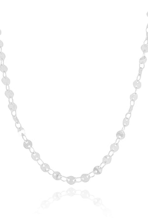 Gargantilha Plaquinhas Redondas Flat Ródio Branco