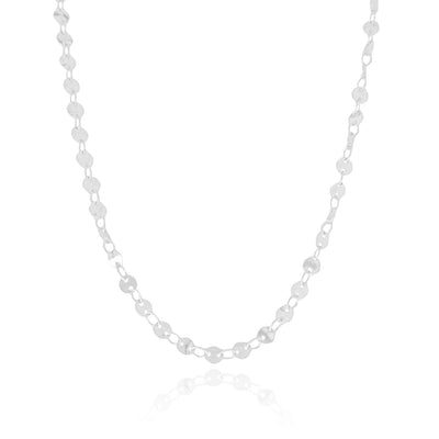 Colar Plaquinhas Redondas Flat Ródio Branco - 45 cm