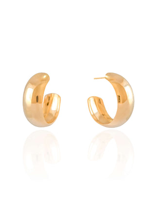 Brinco Argola Abaulada Lisa 2.2 cm Banhado a Ouro 18K