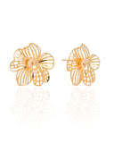 Brinco Flor Vazada 3 cm Banhado a Ouro 18K