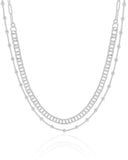 Choker Dupla Elos Bolinhas Lisas Ródio Branco