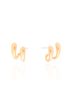 Brinco Dois Filetes Lisos 1.7 cm Banhado a Ouro 18K