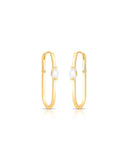 Brinco Argola Oval Clip Ponto de Luz Gota Cristal