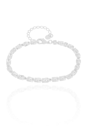 Pulseira Elos Quadrados 4 mm Ródio Branco