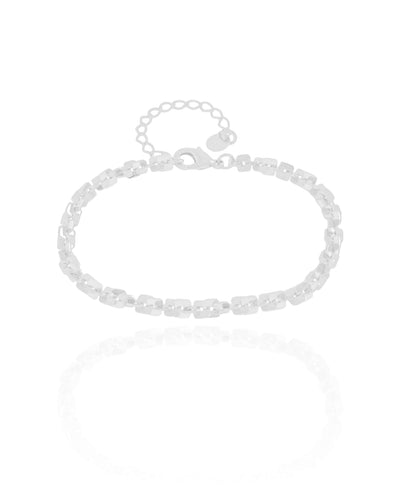 Pulseira Elos Quadrados 4 mm Ródio Branco