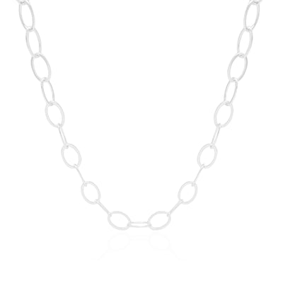 Choker Elos Ovais Ródio Branco - 32 cm