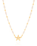 Garantilha Pérolas Barroca Estrela do Mar Banhado a Ouro 18K - 40 cm