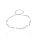 Pulseira Elos com Pérolas Ródio Branco