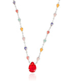 Gargantilha Gotas Coloridas Ródio Branco - 45 cm