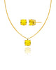 Conjunto Ponto de Luz Quadrado Citrino Veneziana e Brincos