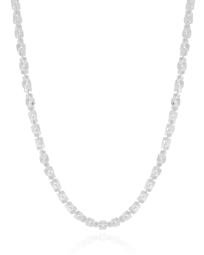 Colar Elos Quadrados 4 mm Ródio Branco - 45 cm