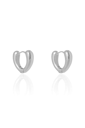 Brinco Argola Click Coração 1.5 cm Ródio Branco