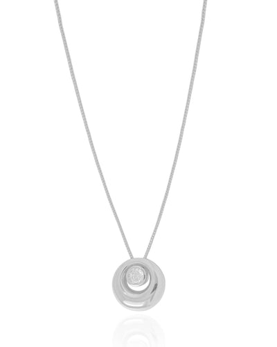 Gargantilha Veneziana Redondo Ponto de Luz Cristal Ródio Branco - 45 cm