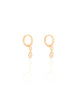 Brinco Argola Click Navete Cristal 2.2 cm Banhado a Ouro 18K