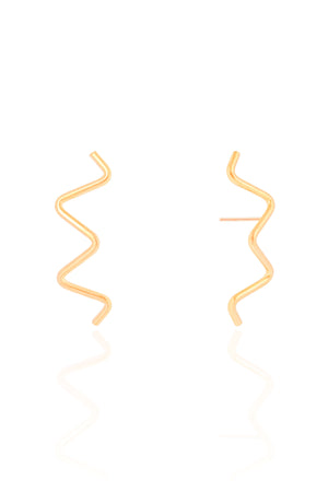 Brinco Fio Zig Zag Banhado a Ouro 18K