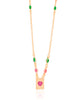 Gargantilha Navetes Coloridos Coração Rosa Banhado a Ouro 18K - 45 cm