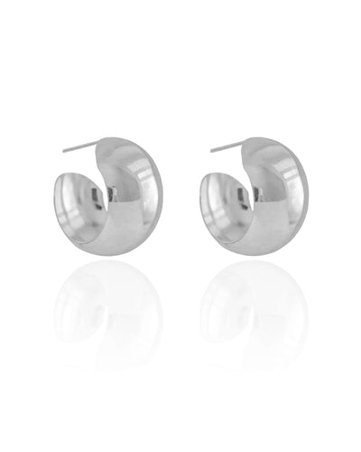 Brinco Argola Abaulada Lisa 2,3 cm Ródio Branco