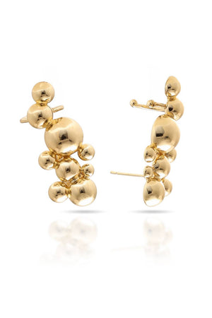Brinco Ear Cuff Híbrido Bolinhas Irregulares Lisas