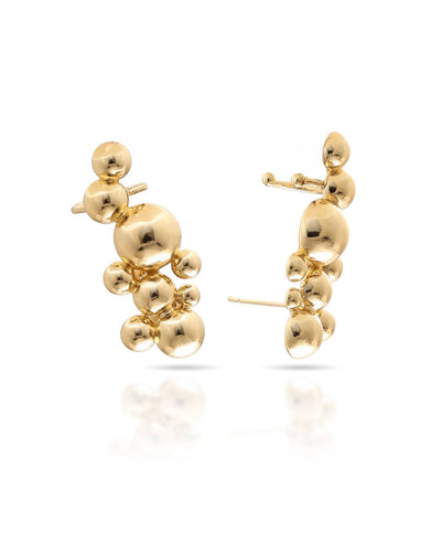 Brinco Ear Cuff Híbrido Bolinhas Irregulares Lisas