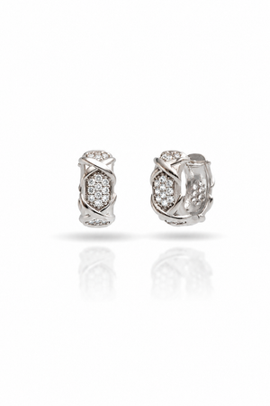 Brinco Argola Trançada Cravejada Cristal 1.5cm