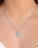 Gargantilha com Pingente Redondo Personalizado Ródio Branco