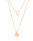 Gargantilha Dupla Redondo e Ponto de Luz Cristal Banhado a Ouro 18K