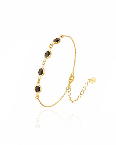 Pulseira Veneziana com Pontos de Luz Pedras Pretas