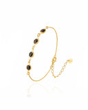 Pulseira Veneziana com Pontos de Luz Pedras Pretas