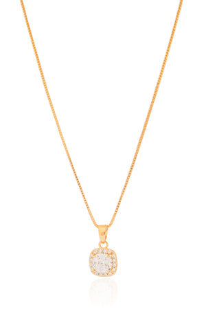 Gargantilha Veneziana Ponto de Luz Cravejado Cristal Banhado a Ouro 18K - 45 cm