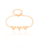 Pulseira Elos Corações Lisos Banhado a Ouro 18K