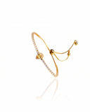 Pulseira Tennis Riviera Cristal Ajustável com Pingente Gota Citrino Cravejada Cristal