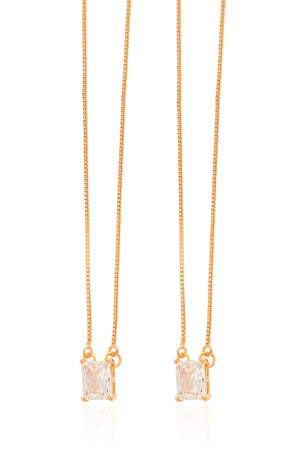 Escapulário Retângulos Cristal Banhado a Ouro 18K - 65 cm