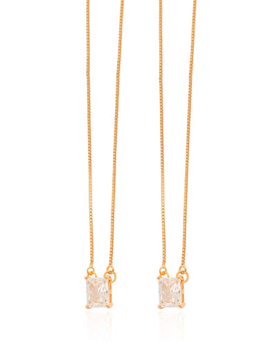Escapulário Retângulos Cristal Banhado a Ouro 18K - 65 cm