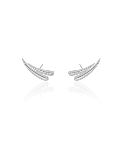 Ear Cuff Gotas Cravejado Cristal 2,3 cm Ródio Branco