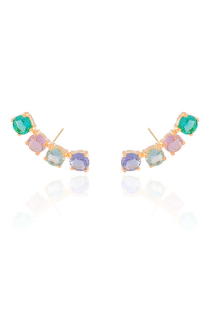 Ear Cuff Pontos de Luz Coloridos 2.9 cm Banhado a Ouro 18K