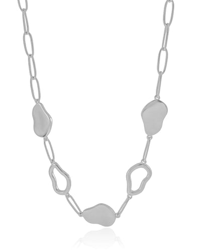 Colar Elos Orgânicos 13 mm Ródio Branco - 45 cm