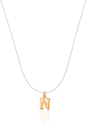 Choker Nylon Letra N Banhado a Ouro 18K